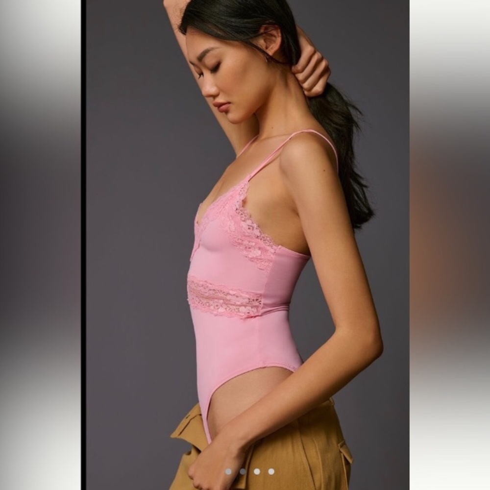 Pink Lace-Trimmed Bodysuit | English Factory
